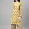 Yellow Color Screen Print Straight Kurta - Image 5