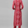 Red Color Screen Print Straight Kurta And Pant Set - Image 3