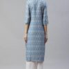 Blue Color Digital Printed Straight Kurta And Palazzo Set - Image 3