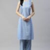Sky Blue Color Digital Printed Straight Kurta