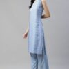 Sky Blue Color Digital Printed Straight Kurta - Image 2