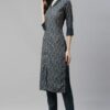 Teal Color Digital Printed Straight Kurta - Image 2
