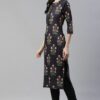 Black Color Digital Printed Straight Kurta,Pant And Dupatta Set - Image 2