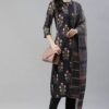Black Color Digital Printed Straight Kurta,Pant And Dupatta Set - Image 5