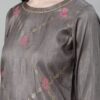 Grey Color Foil Print Straight Kurta Plazzo And Dupatta Set - Image 4