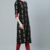 Black Color Foil Print Straight Kurta Pant And Dupatta Set - Image 2