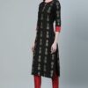 Black Color Foil Print Straight Kurta Pant And Dupatta Set - Image 7