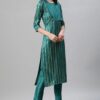 Green Color Foil Print Straight Kurta,Pant And Dupatta Set - Image 2
