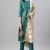 Green Color Foil Print Straight Kurta,Pant And Dupatta Set - Image 5