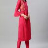 Pink Color Foil Print Straight Kurta,Pant And Dupatta Set - Image 2