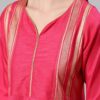 Pink Color Foil Print Straight Kurta,Pant And Dupatta Set - Image 4