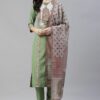 Green Color Digital Printed Straight Kurta,Pant And Dupatta Set