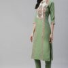 Green Color Digital Printed Straight Kurta,Pant And Dupatta Set - Image 2