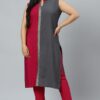 Pink Colour Solid Straight Crepe Kurta With Pant