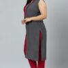 Pink Colour Solid Straight Crepe Kurta With Pant - Image 2