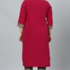 Dark Pink Colour Foil Print Straight Crepe Kurta With Pant - Image 3