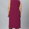 Dark Pink Colour Foil Print Straight Crepe Kurta With Pant - Image 3