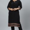 Black Colour Dyed Straight Crepe Kurta With Pant