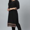 Black Colour Dyed Straight Crepe Kurta With Pant - Image 2