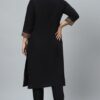 Black Colour Dyed Straight Crepe Kurta With Pant - Image 3