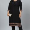 Black Colour Dyed Straight Crepe Kurta With Pant - Image 5