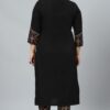 Black Crepe Foil Printed Straight Kurta With Pant Set - Image 3