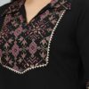 Black Crepe Foil Printed Straight Kurta With Pant Set - Image 4