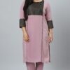 Light Purple Crepe Foil Printed Straight Kurta With Pant Set