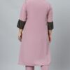 Light Purple Crepe Foil Printed Straight Kurta With Pant Set - Image 3