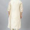 Cream Colour Solid Straight Polysilk Kurta With Pant - Image 3