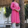 Pink Cotton katha Kurti Set with Pant - Plus Sizes - Image 3