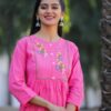 Pink Cotton katha Kurti Set with Pant - Plus Sizes - Image 4