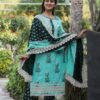 Green Rayon slub Kurti set with Pant and Dupatta