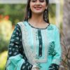 Green Rayon slub Kurti set with Pant and Dupatta - Image 4