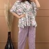 Multicolor Fashionable Cotton Kaftan Kurti Set with Pant - Image 3
