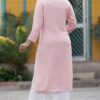 Pink Women's Fashionable Rayon slub Kurta set with Palazzo - Plus Sizes - Image 3