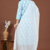 Blue Women's Cotton Kurta Set with Pant and Dupatta - Plus Sizes - Image 2