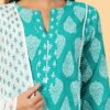 Green Women's Cotton Kurta Set with Pant and Dupatta - Image 4