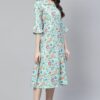 Poly Rayon Aqua Green Colored Digital Printed Flared Ethnic Kurta / Ethnic Dress - Image 2
