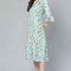 Poly Rayon Aqua Green Colored Digital Printed Flared Ethnic Kurta / Ethnic Dress - Image 5