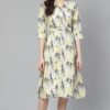 Poly Rayon Light Grey Colored Digital Printed Flared Ethnic Kurta / Ethnic Dress