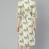 Poly Rayon Light Grey Colored Digital Printed Flared Ethnic Kurta / Ethnic Dress - Image 3