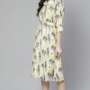 Poly Rayon Light Grey Colored Digital Printed Flared Ethnic Kurta / Ethnic Dress - Image 5