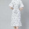 Poly Rayon White Colored Foil Printed Flared Ethnic Kurta / Ethnic Dress - Image 3