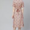 Poly Rayon Peach Colored Digital Printed Flared Ethnic Kurta / Ethnic Dress - Image 3