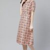 Poly Rayon Peach Colored Digital Printed Flared Ethnic Kurta / Ethnic Dress - Image 5