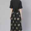 Poly Rayon Black Colored Foil Printed Flared Ethnic Kurta / Ethnic Dress - Image 3