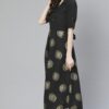 Poly Rayon Black Colored Foil Printed Flared Ethnic Kurta / Ethnic Dress - Image 5