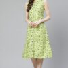 Poly Rayon Light Green Colored Digital Printed A-Line Ethnic Kurta / Ethnic Dress