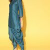 Teal Blue Color Foil Print Straight Kurta And Dhoti Pant Set - Image 2